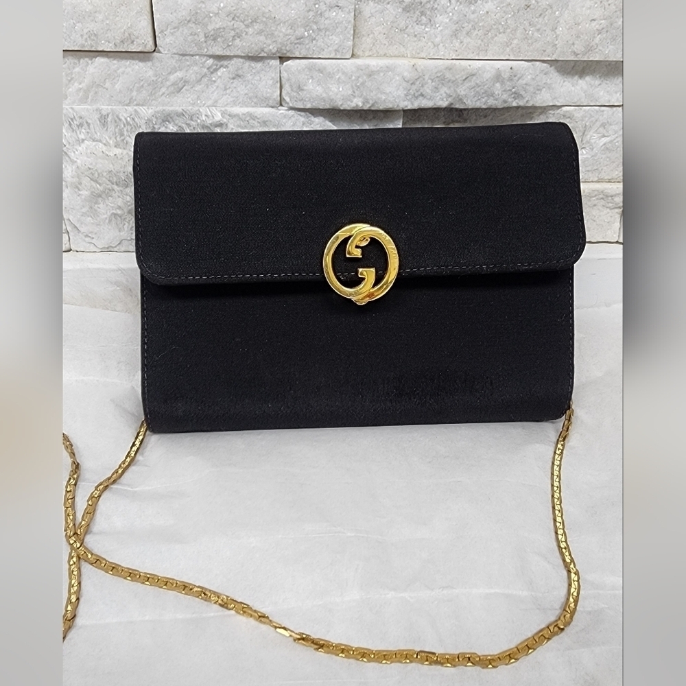 Black Mini Gucci Bag – Vintage Style, Wear as Clutch or Shoulder Bag - Picture 2 of 12